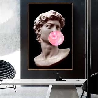 Quadro decorativo 1 peça 40x60 David bolhas escultura neon olá sexy pop arte estética moderno abstrato decoração para casa sala quarto hall
