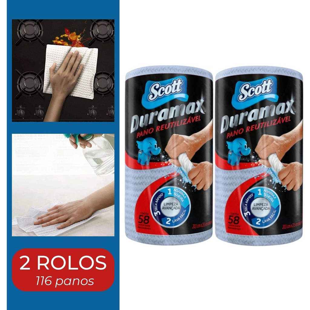 Kit Pano Scott Duramax Multiuso Reutilizavel 2 Rolos | Shopee Brasil
