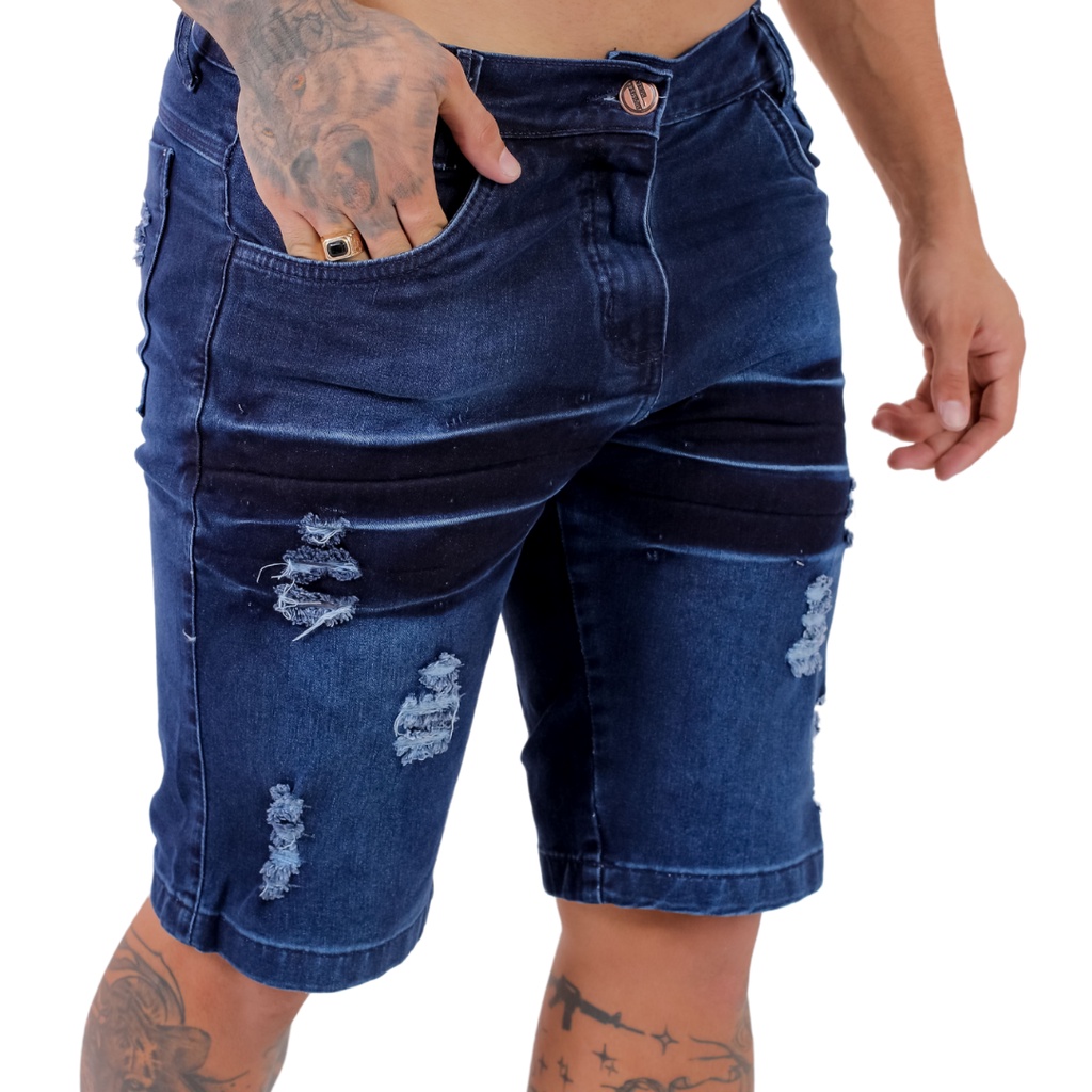 Bermuda Jeans Masculina Destroyed: Aventura e Destrução Moda clássica