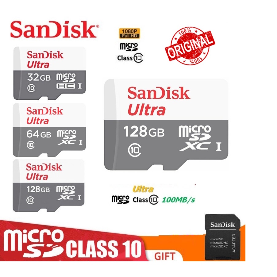Cartão Micro SD 32GB Sandisk Ultra, classe 10, SDSQUNR-032G-GN3MA