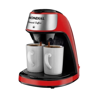 Cafeteira Elétrica Prática, 2 Xícaras, Mondial, Smart Coffee C-42-2X-RI, 127V, 500W - VERMELHO/INOX