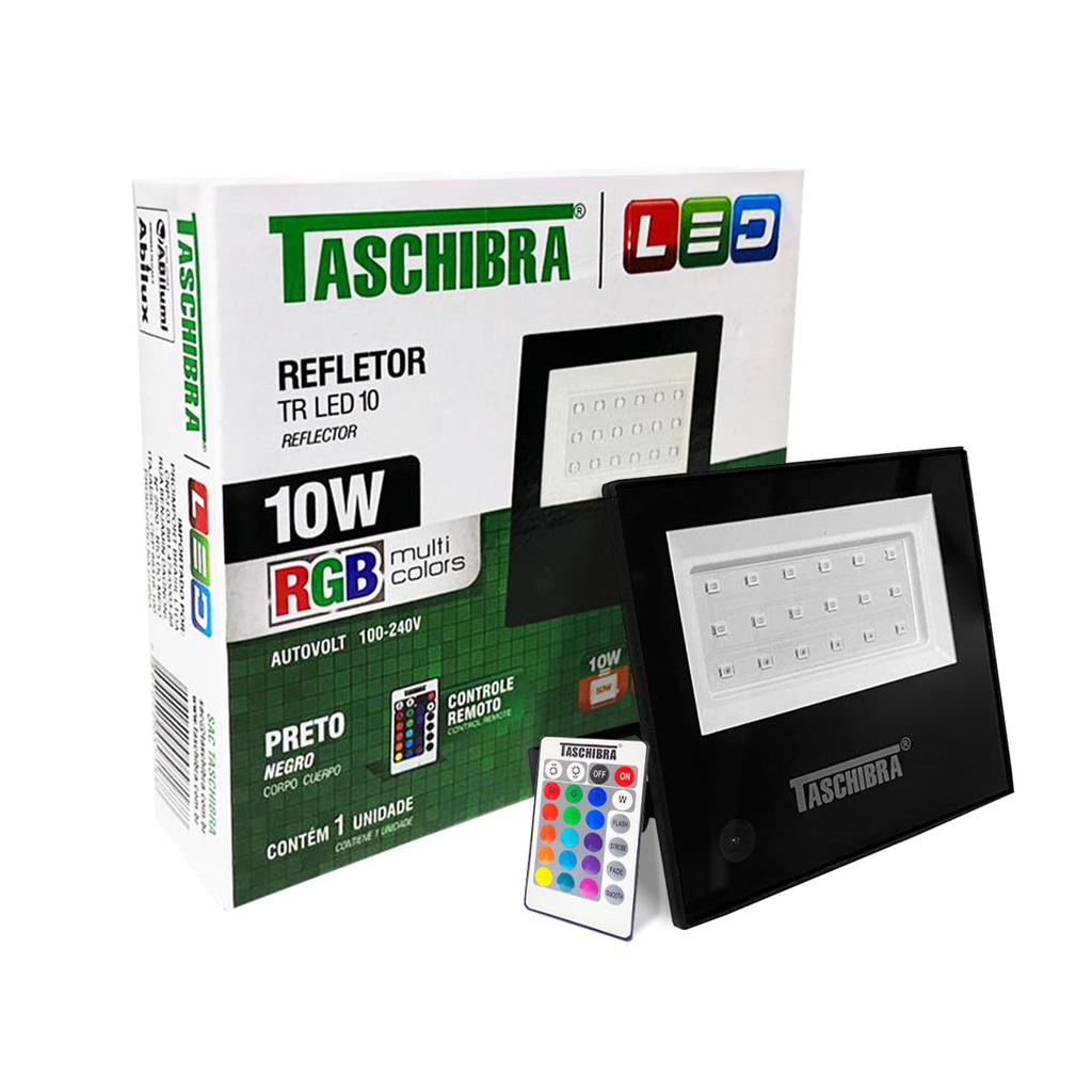 Refletor RGB Tr Led 10w Slim Preto Taschibra | Shopee Brasil