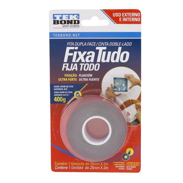 Fita Dupla Face Ultra Forte 25mmX2m Suporta 1kg Cada 15cm - TekBond