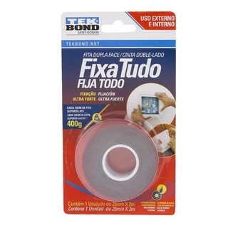 Fita Dupla Face Ultra Forte 25mmX2m Suporta 1kg Cada 15cm - TekBond