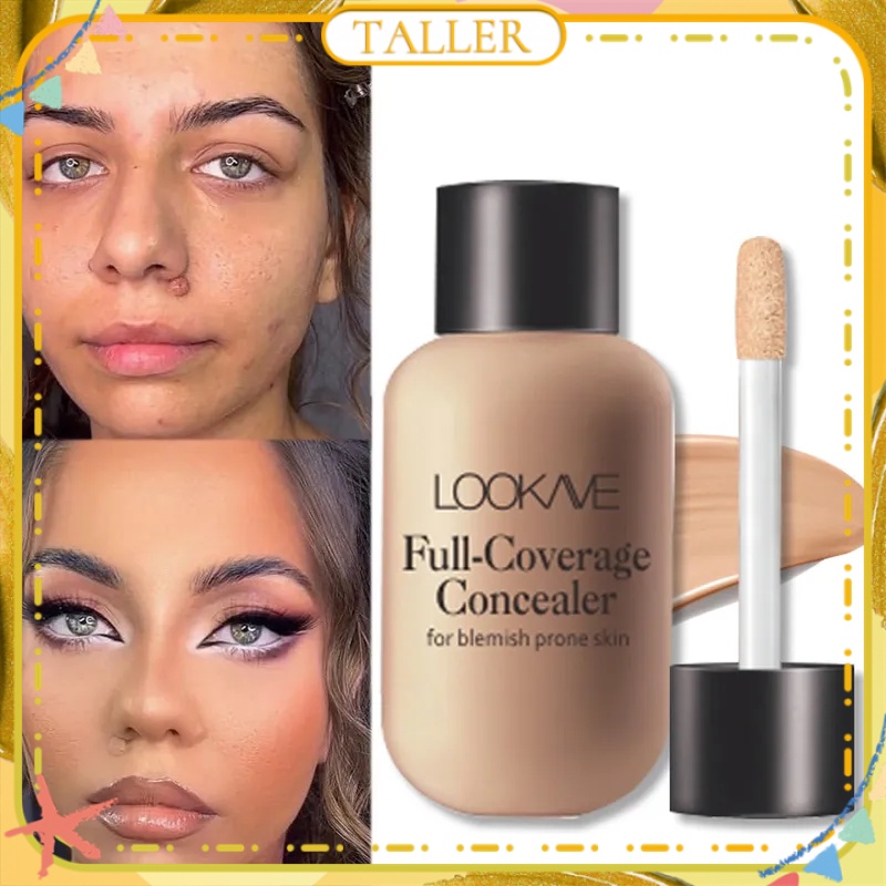 Lookave corretivo à prova d'água líquido fosco cobertura completa cicatrizes olheiras até mesmo cor da pele corretivo hidratante maquiagem de rosto de longa duração MAIS ALTO（Product size (cm): 3.00*3.00*6.00）