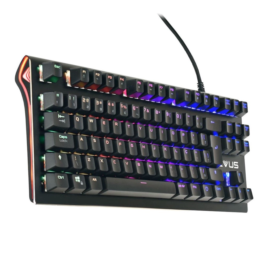 Teclado Mecânico Gamer Led RGB TKL Switch Red Vermelho Anti-Ghosting Evus TC-07B