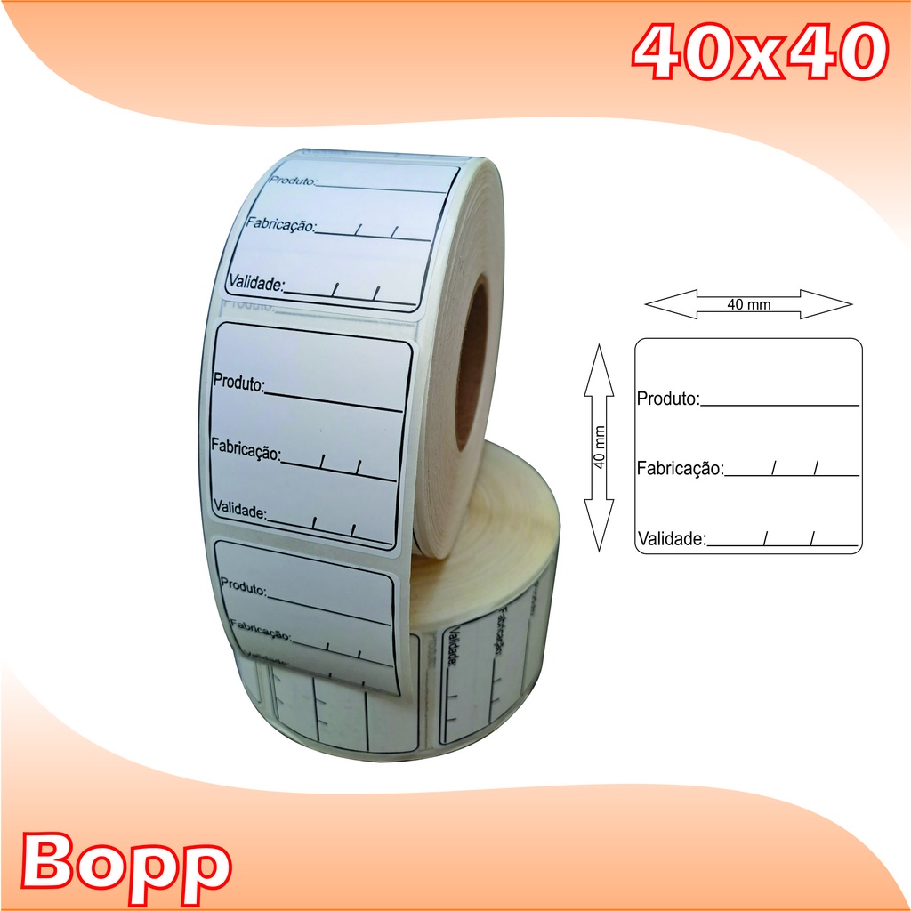 1 Mil Etiqueta BOPP 40x40 Validade Manipulação Anvisa