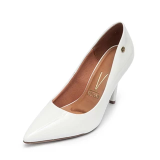 Sapato Scarpin Feminino Vizzano Salto Alto Fino Branco Estilosa Confortável Festa Casual Original