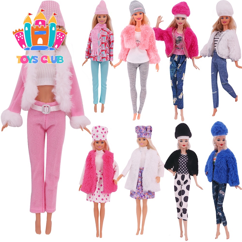 1 conjunto roupa de inverno artesanal cinza casaco mini saia meia camisa  branca calças boné sapatos saco acessórios roupas para boneca barbie -  AliExpress