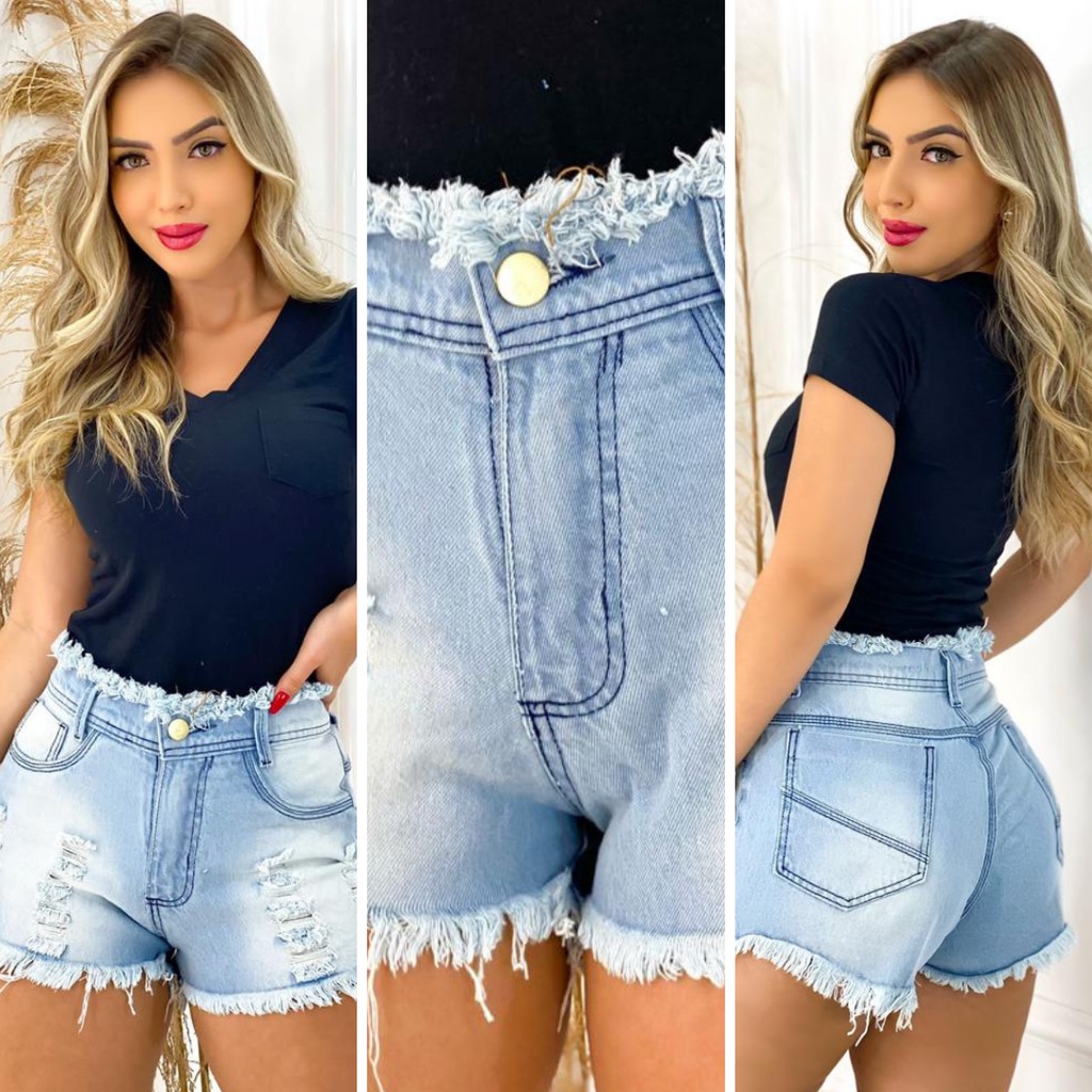 Short Feminino Moda Cara Jeans Destroyed Curto: O Toque para seu