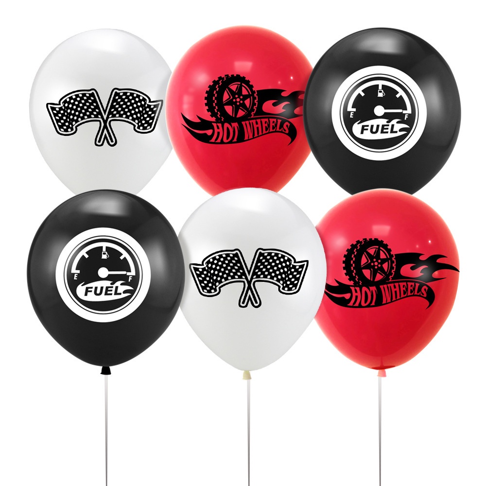Balões quadriculados preto e branco – Pacote com 6 balões de carro de  corrida xadrez  Balões de bandeira quadriculados de 55 cm, 360 graus,  redondo, 4D, bandeiras, balões de carro de