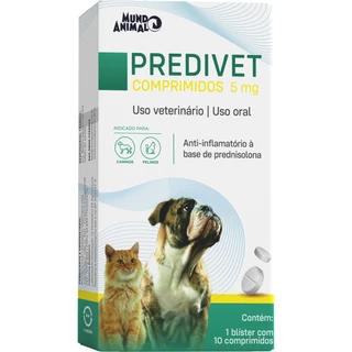 Predivet 5mg Anti-inflamatório Para Cães e Gatos Mundo Animal 10 Comprimidos em Oferta na Shopee