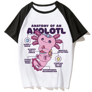 Camiseta de gola redonda com estampa de desenho animado Axolotl