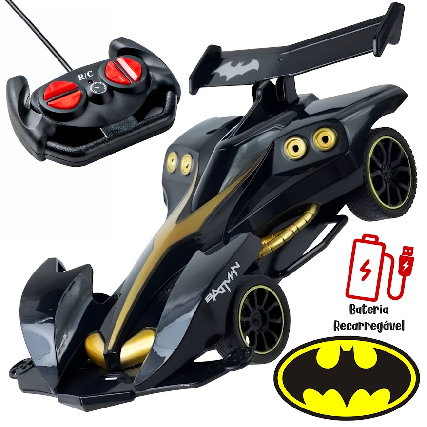 Carro de Controle Remoto Veículo de Ação Batman Rc 3 Funcoes