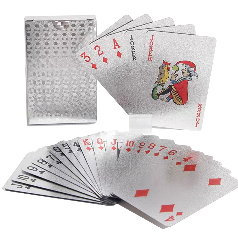 Baralho Prata A Prova Dágua Plástico 54 Cartas Dourado Ouro Poker Dollar Truco Impermeável Canastra Prata Jogo