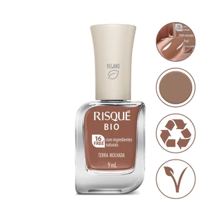 Esmalte Cremoso Marrom Terra Molhada Vegano Bio Risque 9Ml