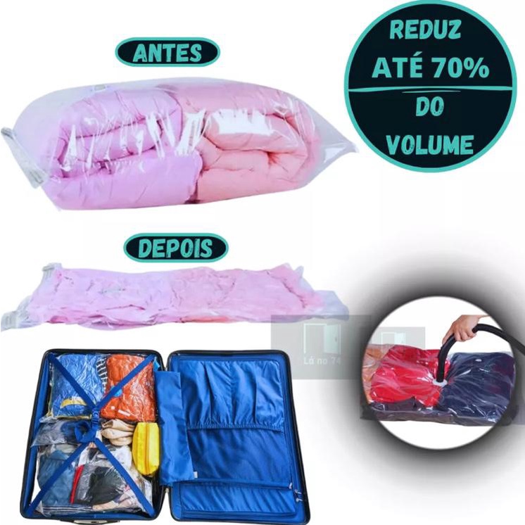 Saco a Vácuo Organizador Para Viagem Roupa Cobertor Closet Mala ...
