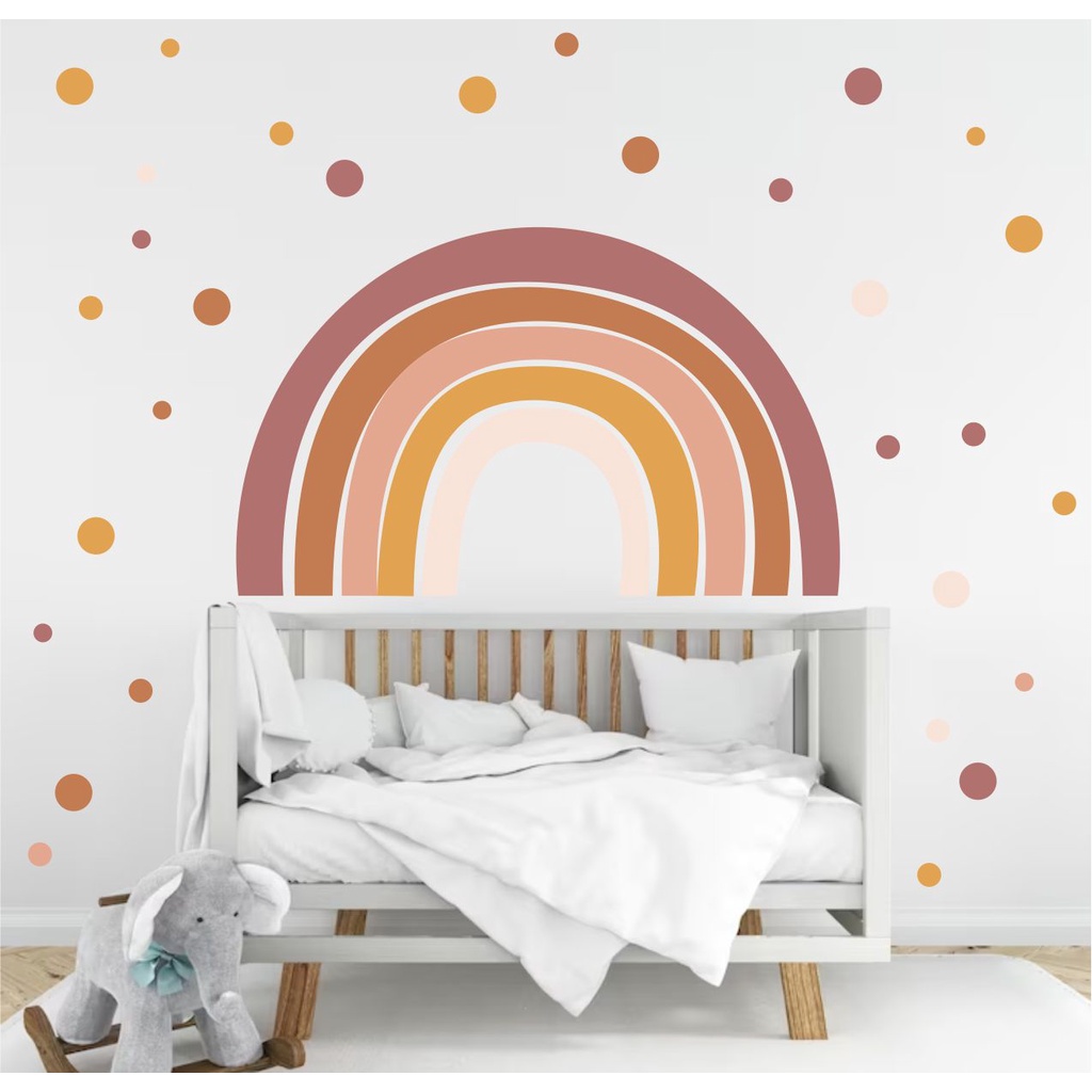 Adesivo Decorativo Arco Iris Boho e Bolinhas Candy Color