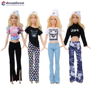 DREAMFOREST 1Set Roupas De Moda Para Boneca Barbie Vestido Casual Camisa Saia Acessórios Doll Girl Gift Toy De 11,8 Polegadas D1E4
