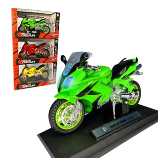 Miniatura de Moto Metal Die-cast Corrida Racing com Som e Fricção