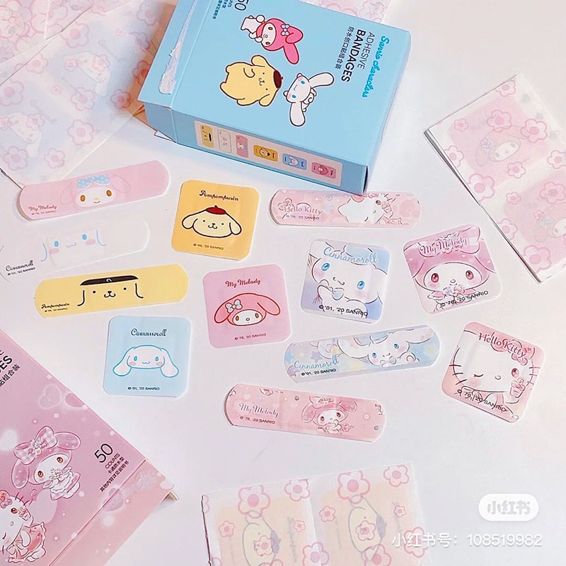 40PCS/Box Sanrio Band-Aid À Prova D'água Meu Desenho Animado Melody Cinnamoroll Respirável Home Primeiros Socorros Bandagens Adesivas De Sangramento De Feridas