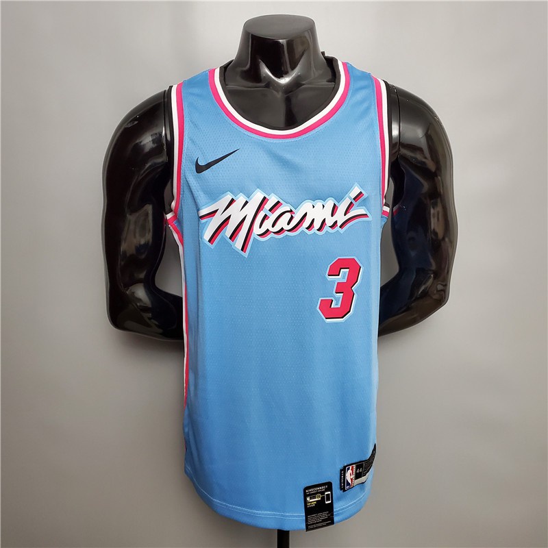 Basquetebol Miami Calor # 3 Camisa Azul Dwyane Wade Heat Jersey