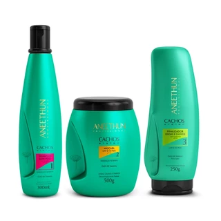 Kit Ondas e Cachos Shampoo 300mL, Máscara 500g e Finalizador 250g Aneethun