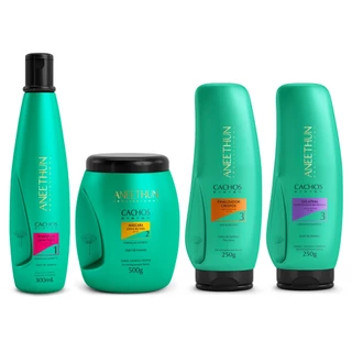 Kit Cabelos Crespos Cachos System Aneethun - 4 Produtos