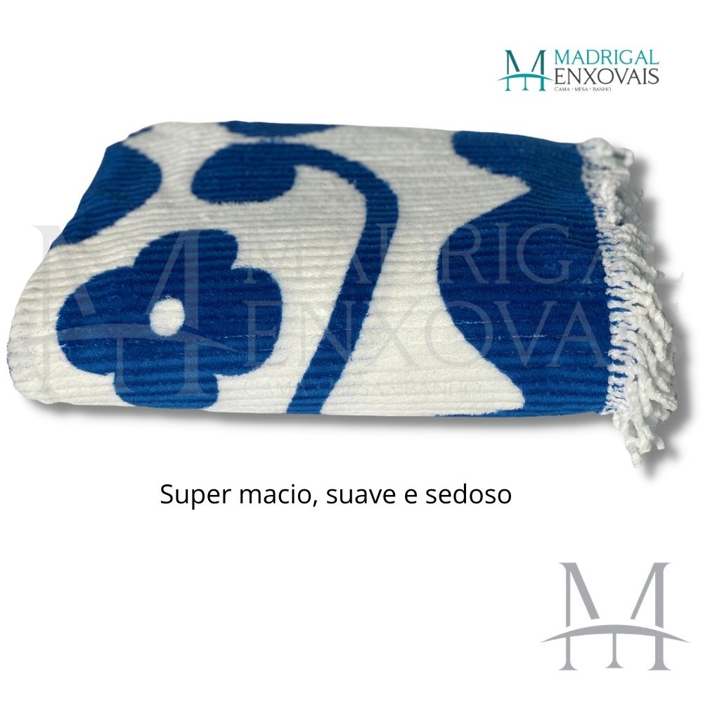 Colcha Chenille Jolitex Casal FLÓRIDA Com Franja 2,20x2,40m Azul