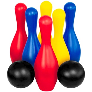 Jogo De Boliche Grande Brinquedo Com 10 Pinos 30cm 2 Bolas