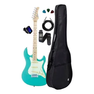Kit Guitarra Eletrica Strinberg Sts100 Surfgreen + Capa Cabo