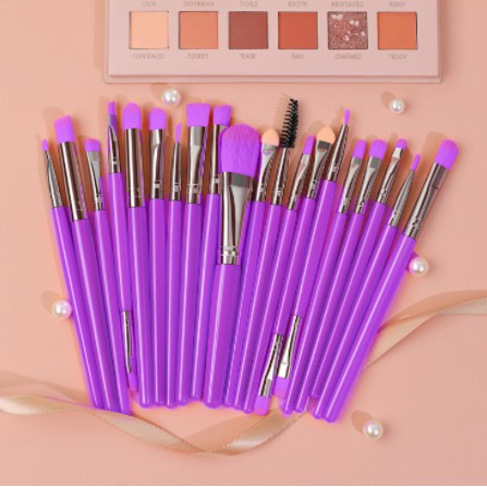 Kit 20 Pinceis Profissional Pincel Maquiagem Neon