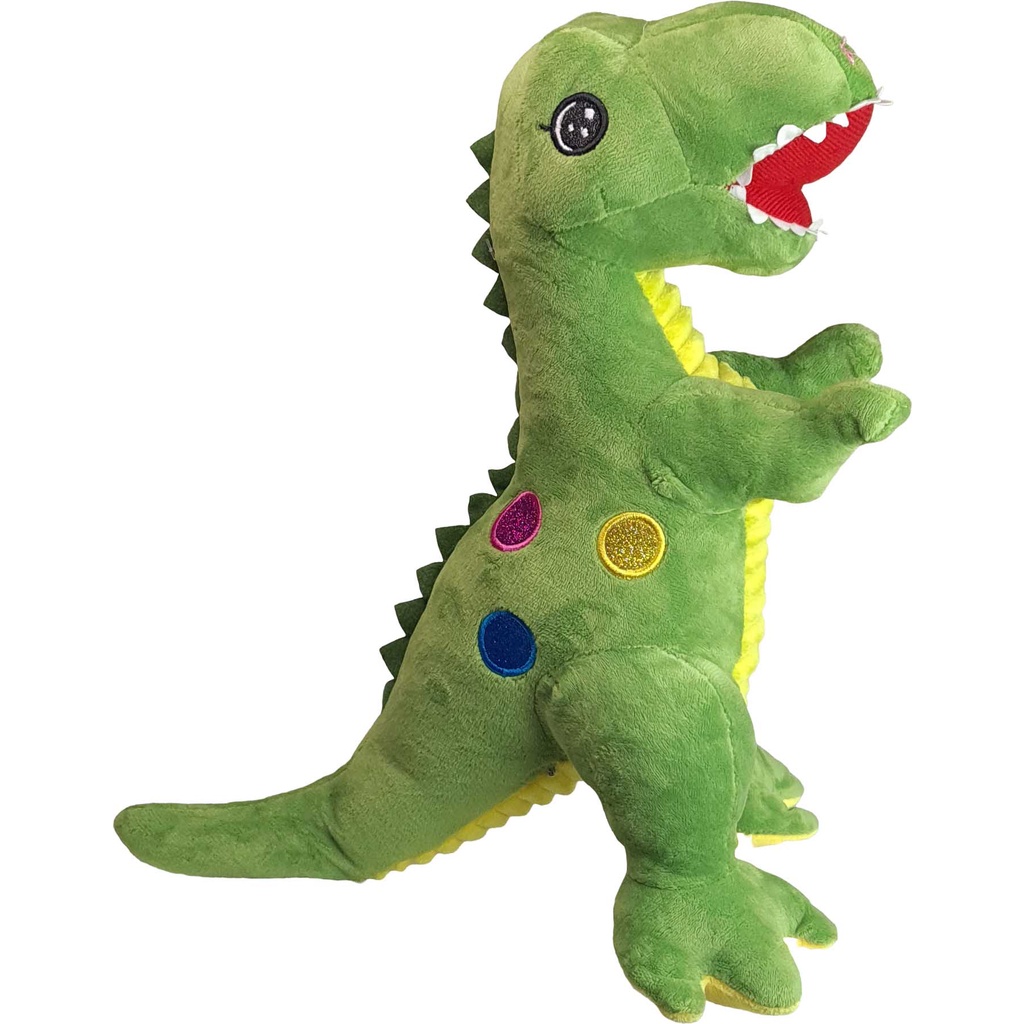 Pelúcia Dinossauro Rex Verde Grande Bolinhas Coloridas Decoração Brinquedo Presente Dia Das Crianças 55cm