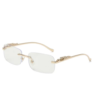 Decoração De Chita Retro Óculos De Sol Clear Ocean Lens Homens Sombra UV400 Rectângulo Sem Aro Mulheres