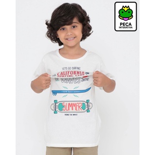 Camiseta Infantil Surf Estampa Interativa Off White