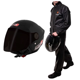 Capacete Moto Pro Tork Aberto New Liberty 3 Three Preto Fosco Viseira Fumê + Capa de Chuva Pioneira