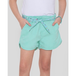 Short Sarja Infantil Faixa Floral Verde