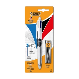 Caneta esferográfica 1.0 retrátil 3 em 1 com borracha Bic