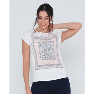 Blusa Estampa Étnica Com Brilho Off White