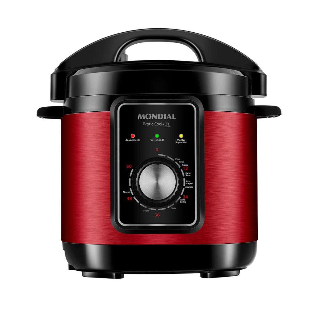 Panela de Pressão Elétrica Mondial Pratic Cook 3L Red Premium I PE-47-3L-RI