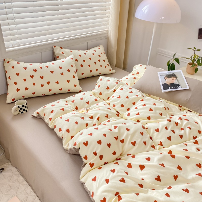 1 PC Cadar Algodão Lavado Mori Série Estilo Duvet Capa Floral Padrão