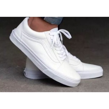 Vans de couro store branco