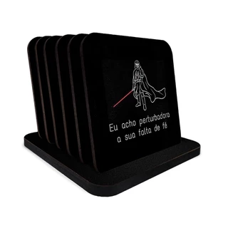 Kit 6 Porta Copos MDF Bolacha Frases Star Wars