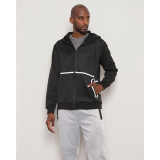 Jaqueta Masculina Com Capuz Fitness Fitter Preta