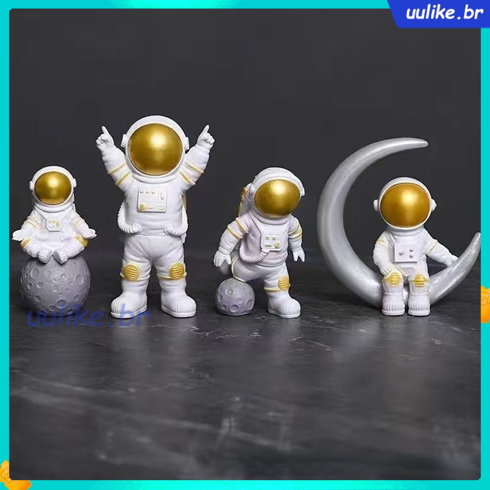 4 pçs figura de astronauta estátua estatueta spaceman escultura brinquedo educativo desktop decoração para casa modelo astronauta para crianças presente uulike_br
