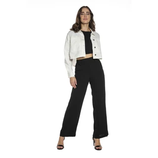 Camisa Curta Feminina Malha Bolsos Polo Wear Off White