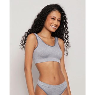 Sutiã Top Feminino Trifil Canelado Sem Bojo Cinza