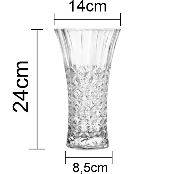 VASO DE VIDRO DECORATIVO COM 23CM BARROCO