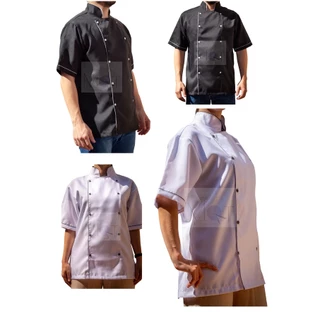 Kit com 5 Dólmã Chef de Cozinha Unissex - Uniforme Chef Cozinheiros / Confeiteiros / Padeiros