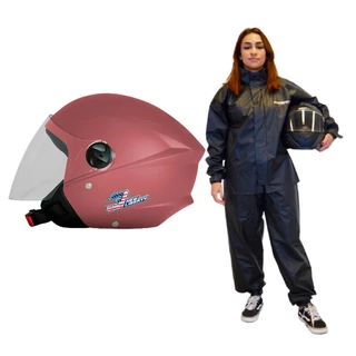 Capacete Moto Pro Tork Aberto New Liberty 3 Three Rosa Fosco Viseira Fumê + Capa de Chuva Pioneira